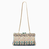 Empress | Multicolor Crystal Embellished Evening Clutch – Regal Elegance - in Silver | Arvea Bags