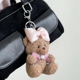 Eowen | Pink Bow Teddy Plush Bag Charm – Sweet, Elegant & Charming - in Salmon Pink | Arvea Bags