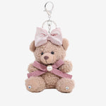 Eowen | Pink Bow Teddy Plush Bag Charm – Sweet, Elegant & Charming - in Salmon Pink | Arvea Bags