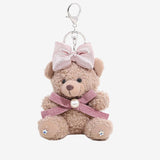 Eowen | Pink Bow Teddy Plush Bag Charm – Sweet, Elegant & Charming - in Salmon Pink | Arvea Bags