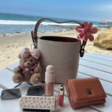 Eowen | Pink Bow Teddy Plush Bag Charm – Sweet, Elegant & Charming - in Salmon Pink | Arvea Bags