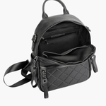Eowen | Quilted Black Leather Backpack – Chic & Functional - in Black | Arvea Bags