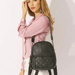 Eowen | Quilted Black Leather Backpack – Chic & Functional - in Black | Arvea Bags
