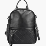 Eowen | Quilted Black Leather Backpack – Chic & Functional - in Black | Arvea Bags