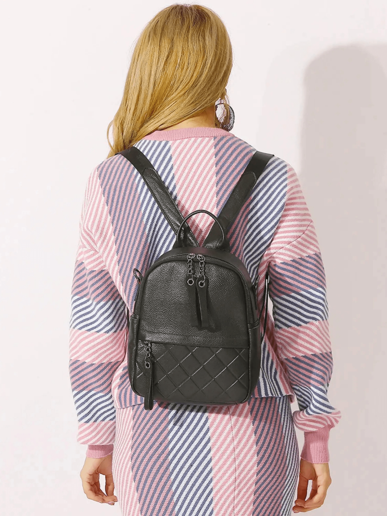Eowen | Quilted Black Leather Backpack – Chic & Functional - in Black | Arvea Bags
