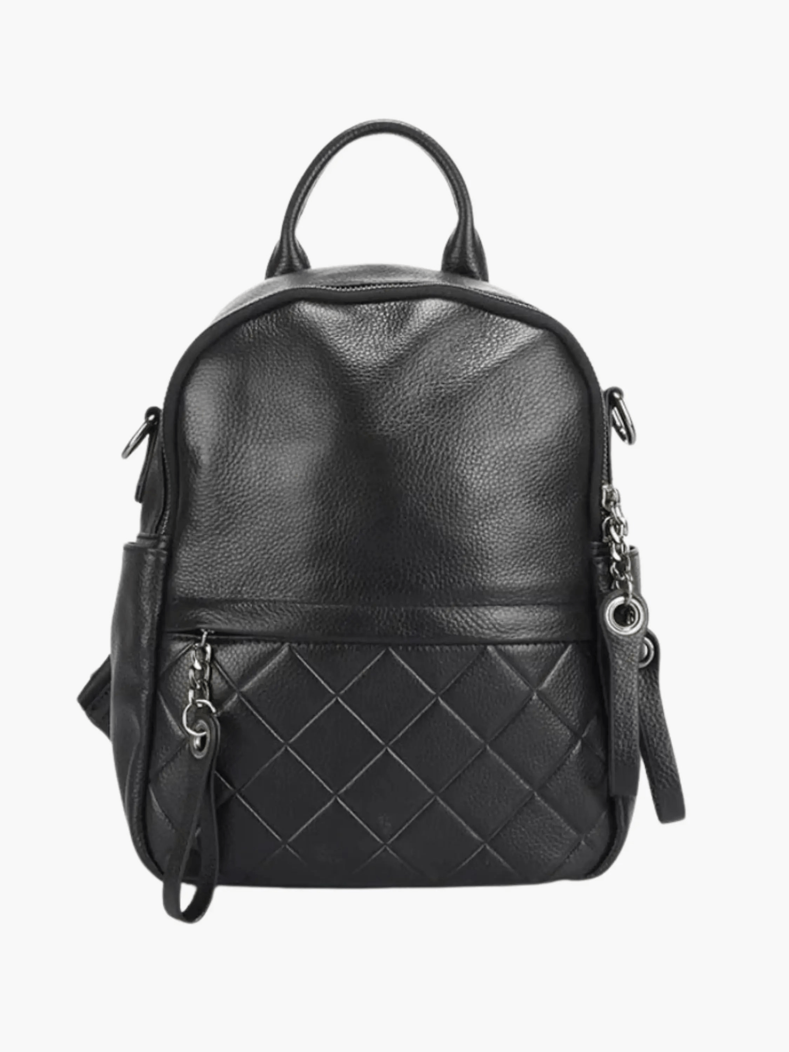 Eowen | Quilted Black Leather Backpack – Chic & Functional - in Black | Arvea Bags