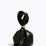 Eryndra | Burgundy Vegan Leather Knot Clutch – Modern & Elegant - in Black | Arvea Bags