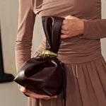 Eryndra | Burgundy Vegan Leather Knot Clutch – Modern & Elegant - in Wine Red | Arvea Bags