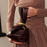 Eryndra | Burgundy Vegan Leather Knot Clutch – Modern & Elegant - in Wine Red | Arvea Bags