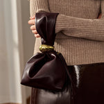 Eryndra | Burgundy Vegan Leather Knot Clutch – Modern & Elegant - in Wine Red | Arvea Bags