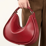 Esmirelle | Luxe Red Leather Crescent Bag – Bold & Chic - in Black | Arvea Bags