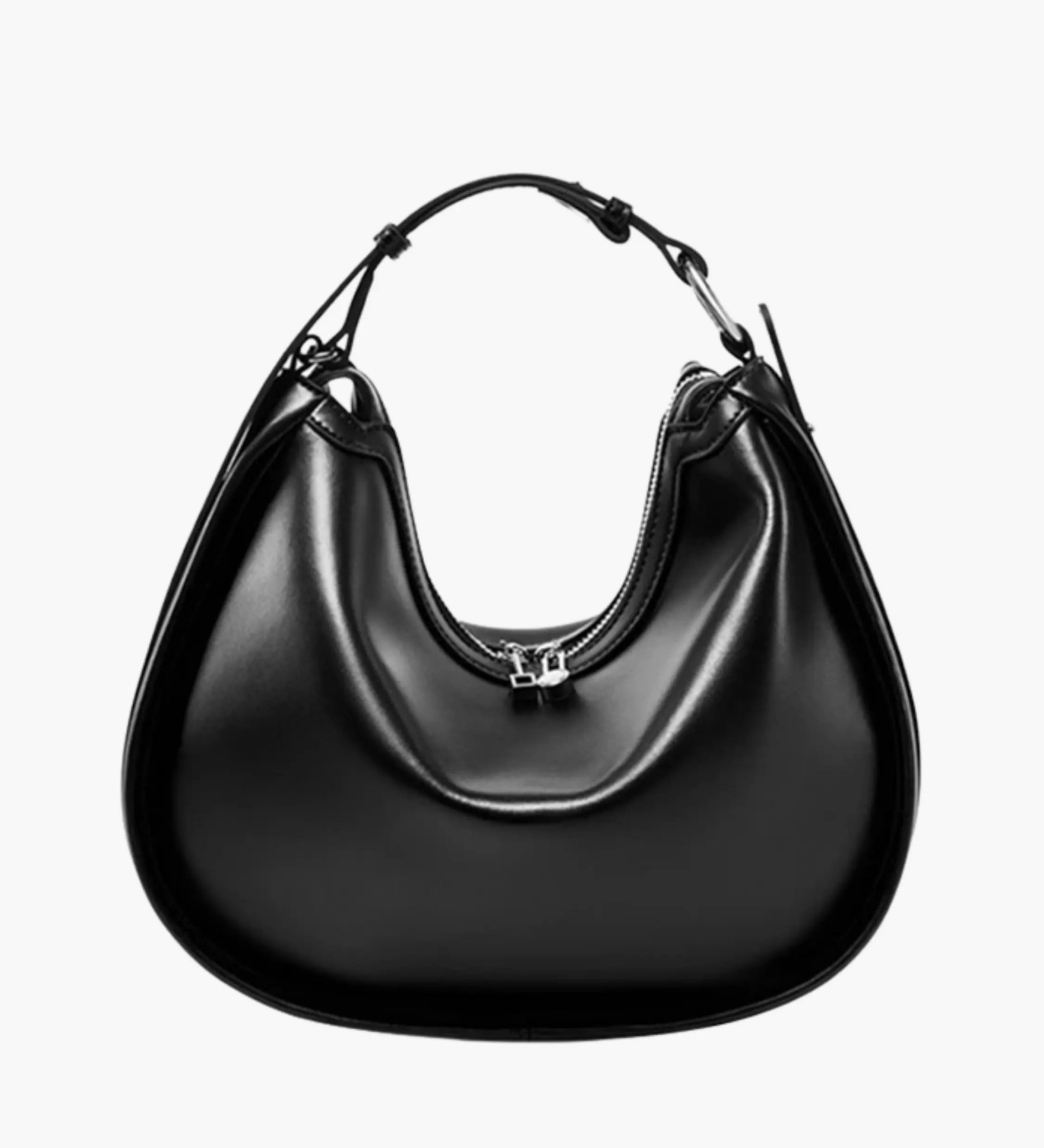 Esmirelle | Luxe Red Leather Crescent Bag – Bold & Chic - in Black | Arvea Bags