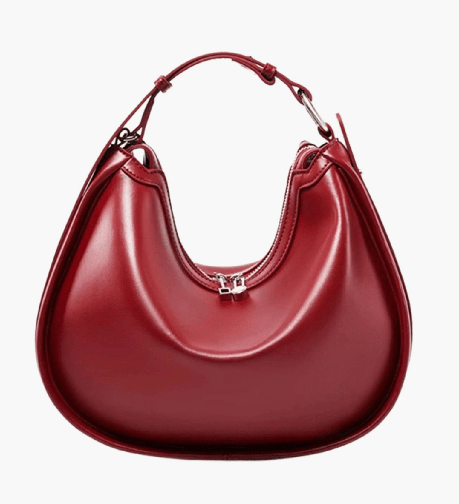 Esmirelle | Luxe Red Leather Crescent Bag – Bold & Chic - in Black | Arvea Bags