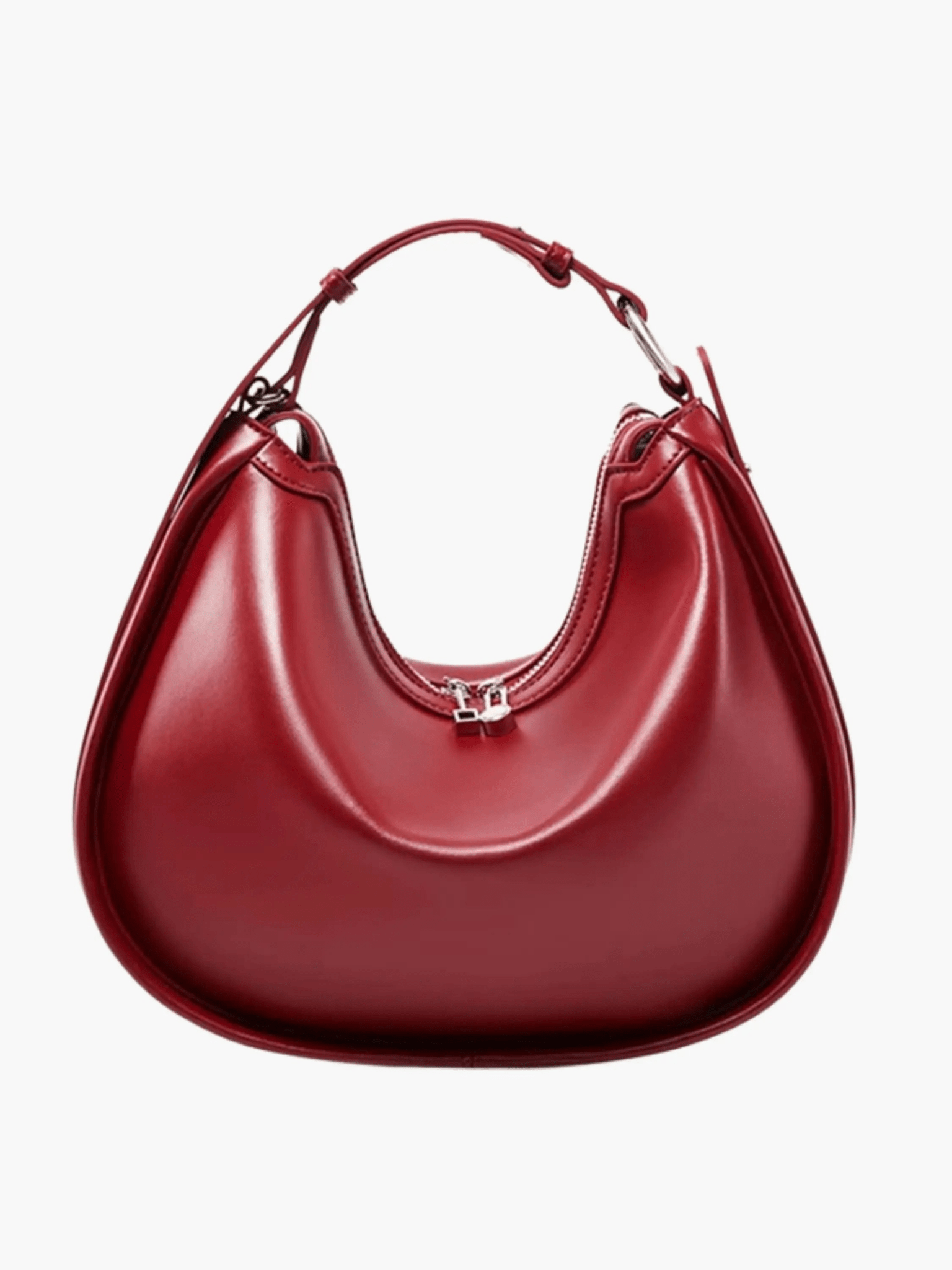 Esmirelle | Luxe Red Leather Crescent Bag – Bold & Chic - in Black | Arvea Bags