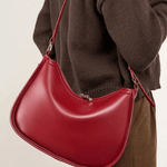 Esmirelle | Luxe Red Leather Crescent Bag – Bold & Chic - in Black | Arvea Bags