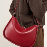 Esmirelle | Luxe Red Leather Crescent Bag – Bold & Chic - in Black | Arvea Bags