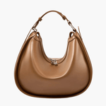 Esmirelle | Luxe Red Leather Crescent Bag – Bold & Chic - in Brown | Arvea Bags