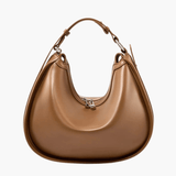Esmirelle | Luxe Red Leather Crescent Bag – Bold & Chic - in Brown | Arvea Bags