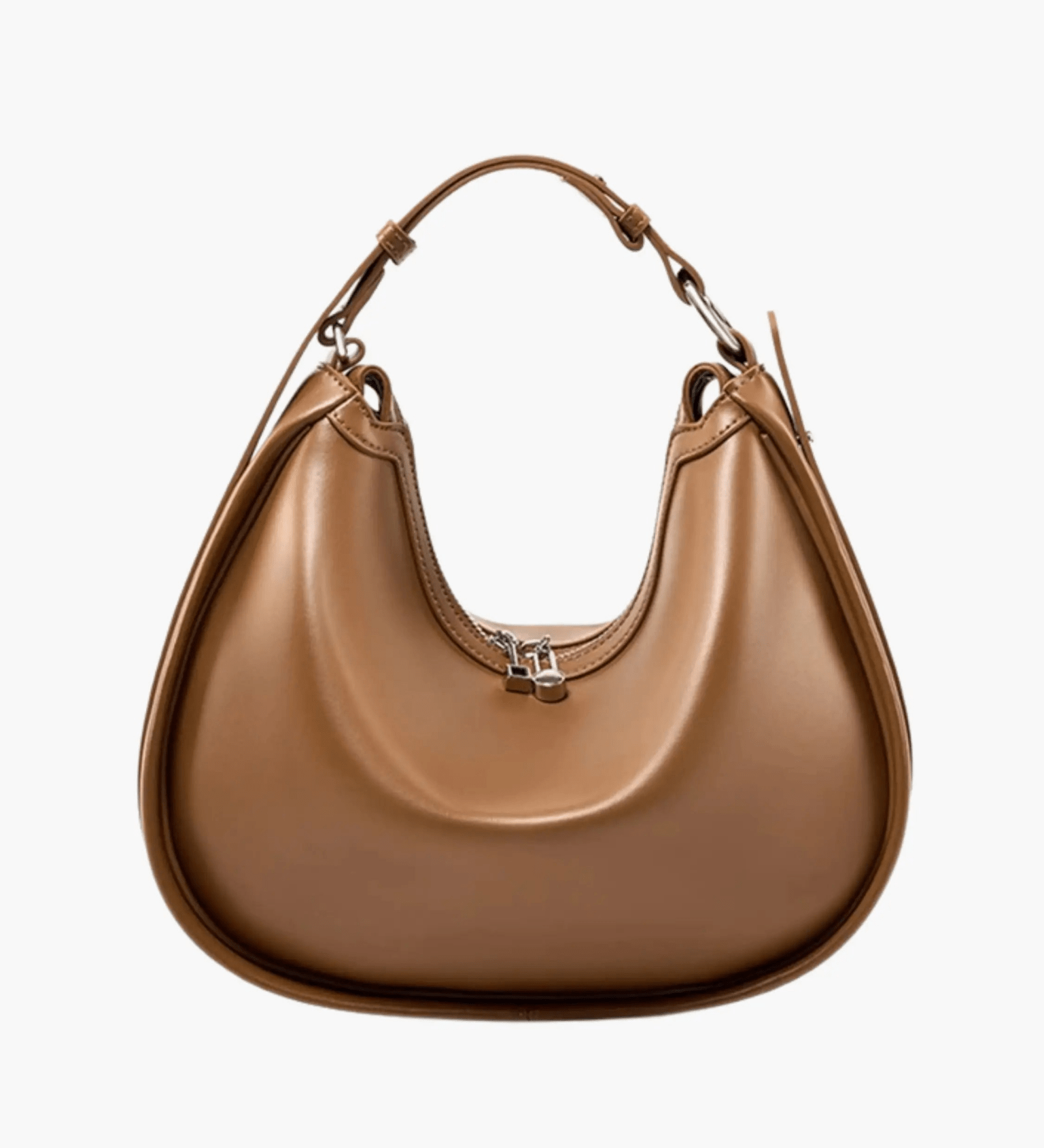 Esmirelle | Luxe Red Leather Crescent Bag – Bold & Chic - in Brown | Arvea Bags