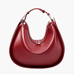 Esmirelle | Luxe Red Leather Crescent Bag – Bold & Chic - in Wine Red | Arvea Bags