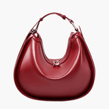 Esmirelle | Luxe Red Leather Crescent Bag – Bold & Chic - in Wine Red | Arvea Bags