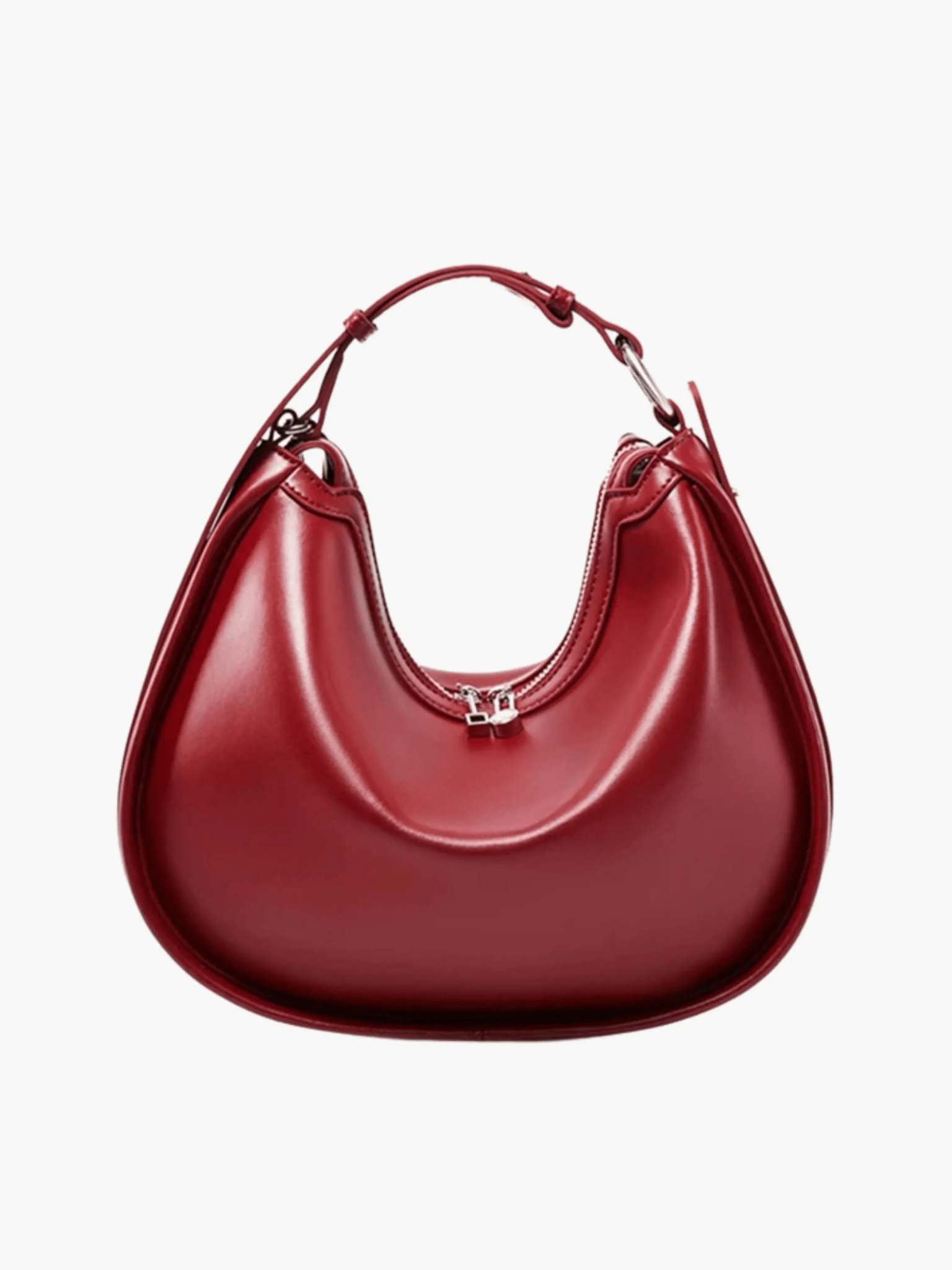 Esmirelle | Luxe Red Leather Crescent Bag – Bold & Chic - in Wine Red | Arvea Bags