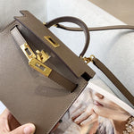 Estelle | Taupe Structured Handbag – Chic & Luxurious - in Taupe | Arvea Bags