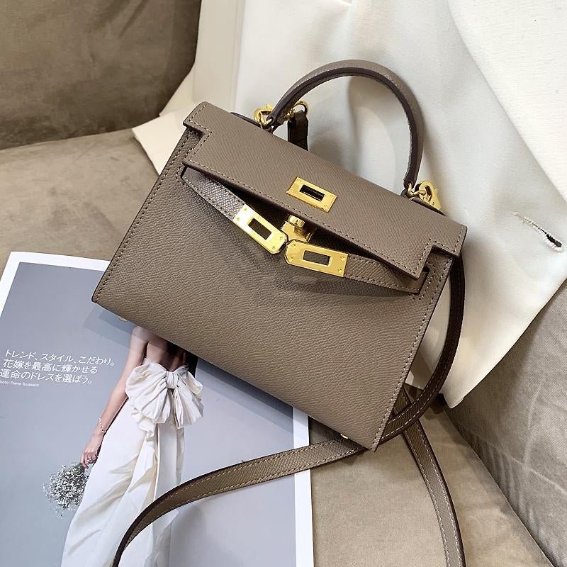 Estelle | Taupe Structured Handbag – Chic & Luxurious - in Taupe | Arvea Bags