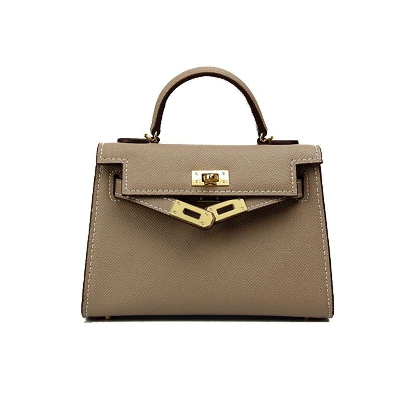 Estelle | Taupe Structured Handbag – Chic & Luxurious - in Taupe | Arvea Bags