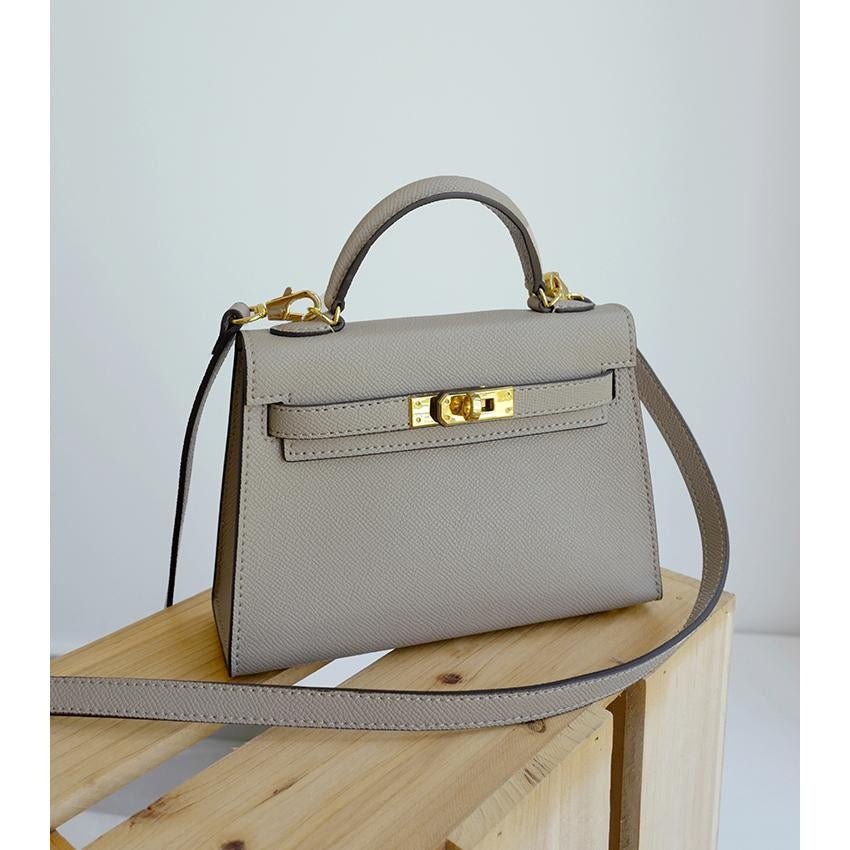 Estelle | Taupe Structured Handbag – Chic & Luxurious - in Taupe | Arvea Bags