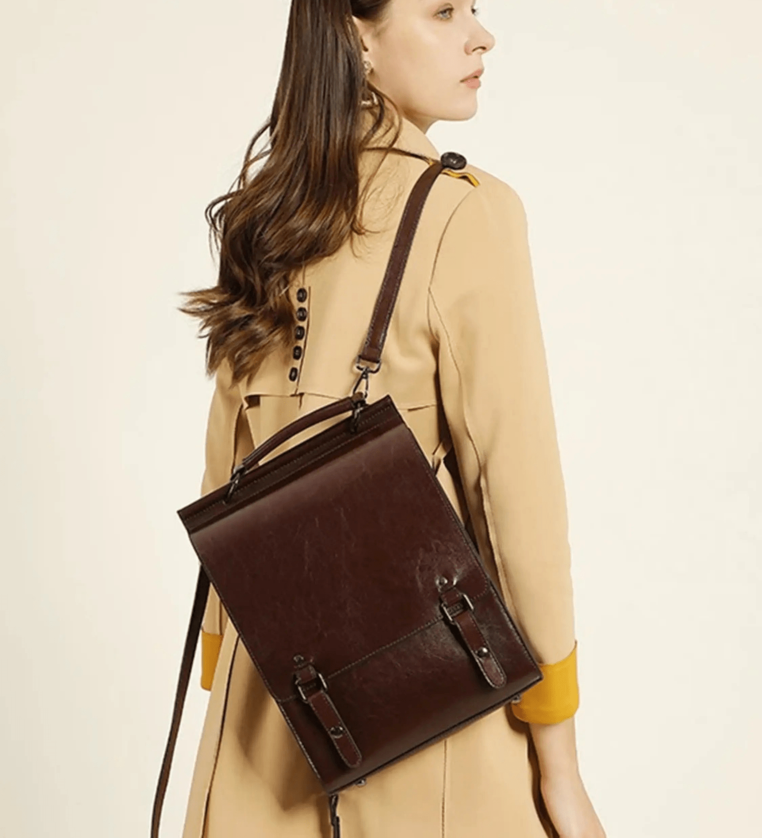Estelle | Vintage Brown Leather Backpack – Classic Sophistication - in Black | Arvea Bags