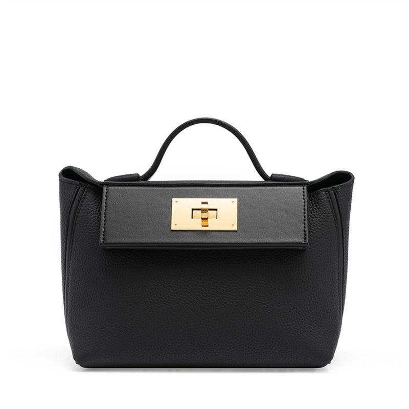 Eulalia | Classic Black Leather Handbag – Timeless Luxury & Modern Charm - in Black | Arvea Bags