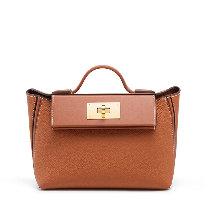 Eulalia | Classic Black Leather Handbag – Timeless Luxury & Modern Charm - in Brown | Arvea Bags