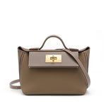 Eulalia | Classic Black Leather Handbag – Timeless Luxury & Modern Charm - in Gray | Arvea Bags