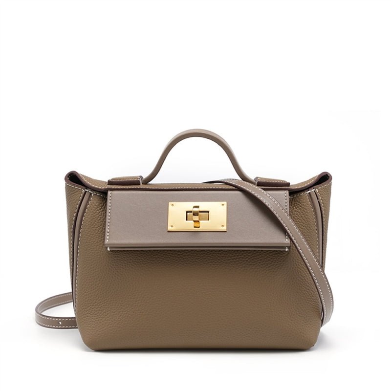 Eulalia | Classic Black Leather Handbag – Timeless Luxury & Modern Charm - in Gray | Arvea Bags