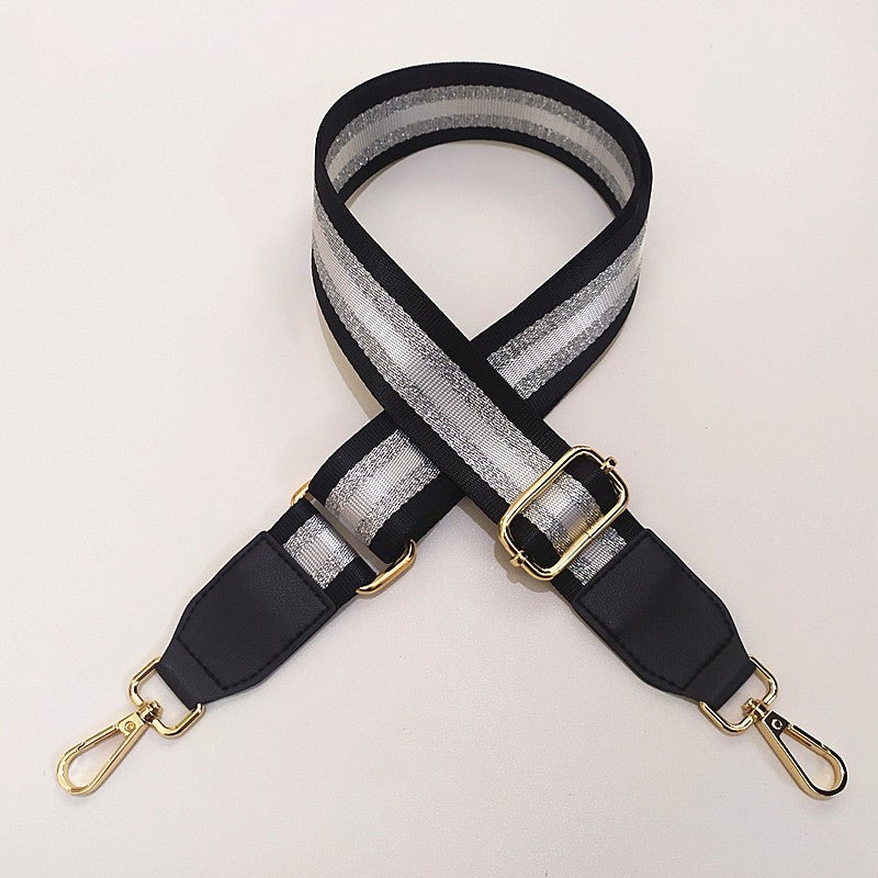 Eulalia | Classic Leather & Canvas Bag Strap – Elegant & Adjustable Design - in Black | Arvea Bags