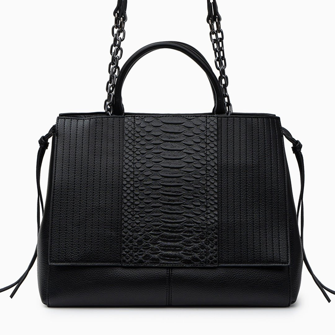 Euphemia Elegant Black Croc - Effect Leather Tote Bag for Women | Luxury Handbag UK - in Black | Arvea Bags