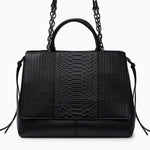 Euphemia Elegant Black Croc - Effect Leather Tote Bag for Women | Luxury Handbag UK - in Black | Arvea Bags