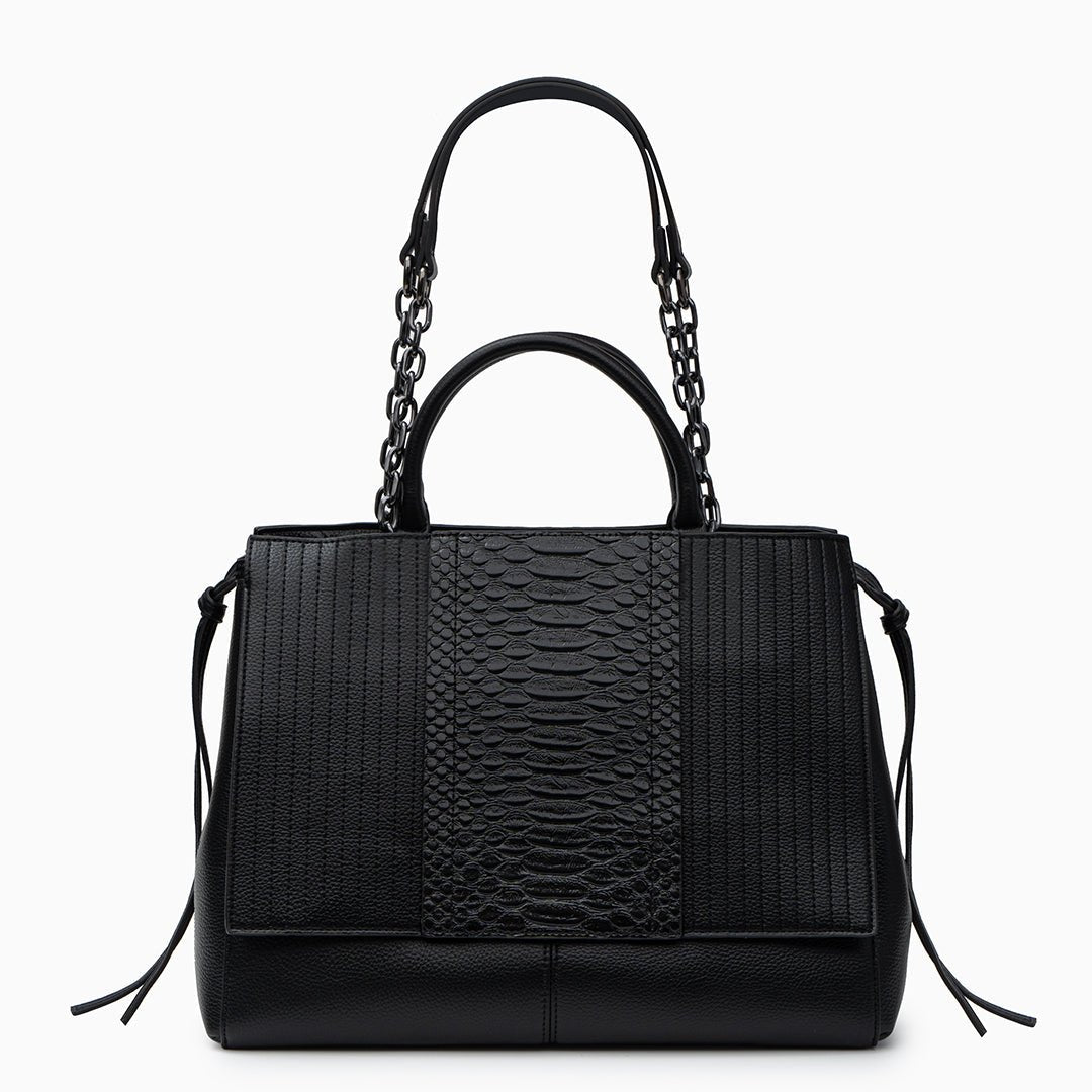 Euphemia Elegant Black Croc - Effect Leather Tote Bag for Women | Luxury Handbag UK - in Black | Arvea Bags