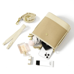 Evelyn | Beige Leather Bucket Bag – Minimalist & Chic - in Black | Arvea Bags