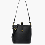 Evelyn | Beige Leather Bucket Bag – Minimalist & Chic - in Black | Arvea Bags