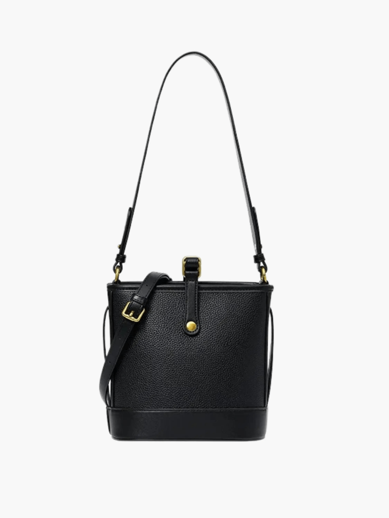 Evelyn | Beige Leather Bucket Bag – Minimalist & Chic - in Black | Arvea Bags