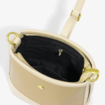 Evelyn | Beige Leather Bucket Bag – Minimalist & Chic - in Black | Arvea Bags