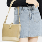 Evelyn | Beige Leather Bucket Bag – Minimalist & Chic - in Black | Arvea Bags