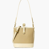Evelyn | Beige Leather Bucket Bag – Minimalist & Chic - in Khaki | Arvea Bags