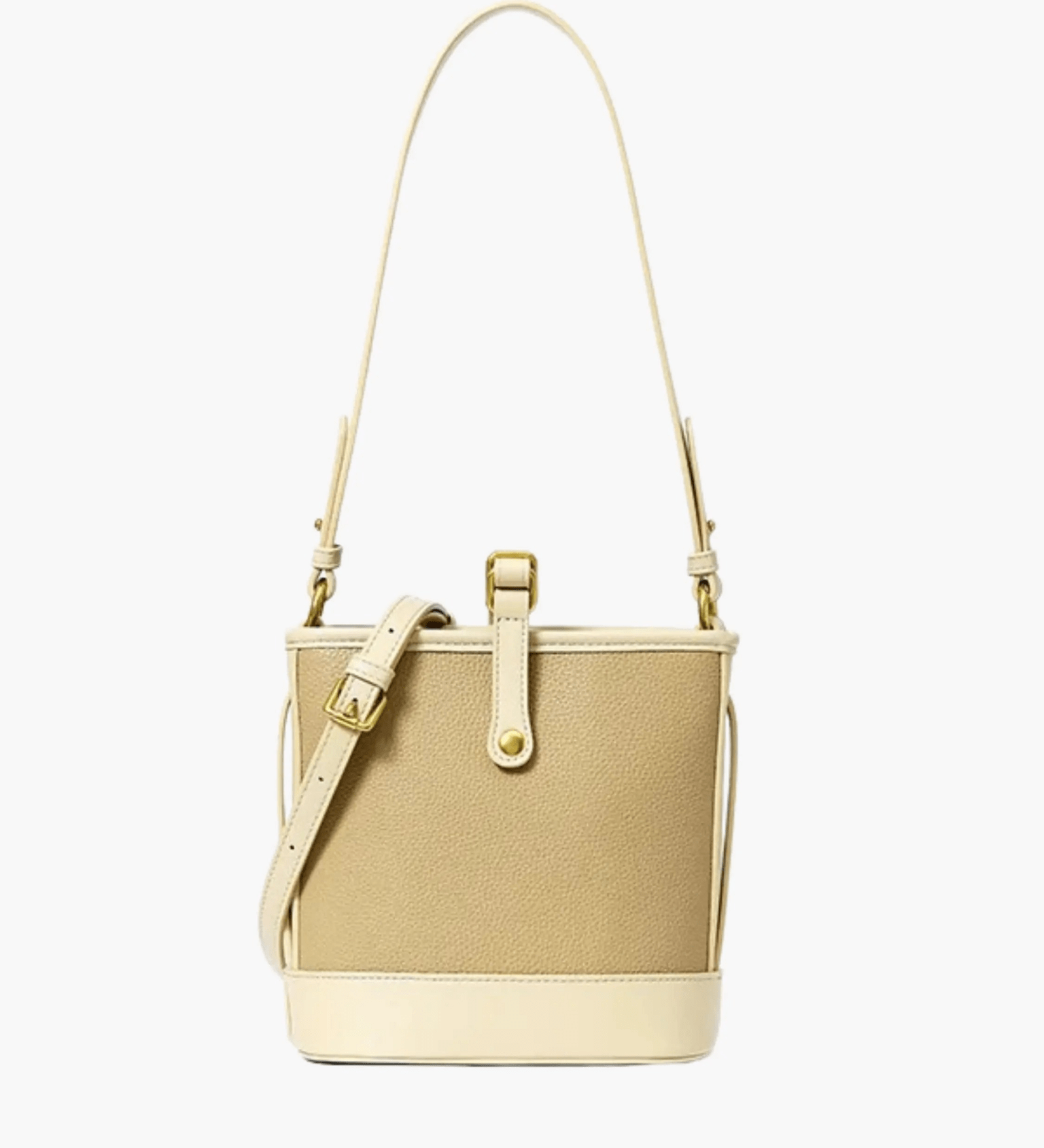 Evelyn | Beige Leather Bucket Bag – Minimalist & Chic - in Khaki | Arvea Bags