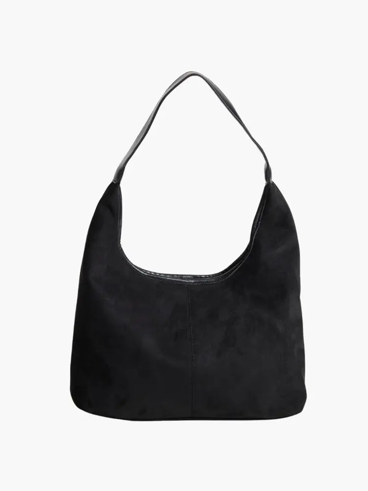 Evie | Minimal Vegan Suede Hobo Bag – Timeless & Chic - in Black | Arvea Bags