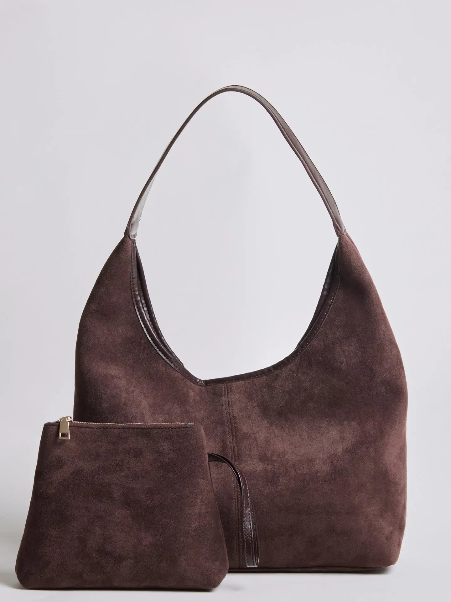 Evie | Minimal Vegan Suede Hobo Bag – Timeless & Chic - in Black | Arvea Bags
