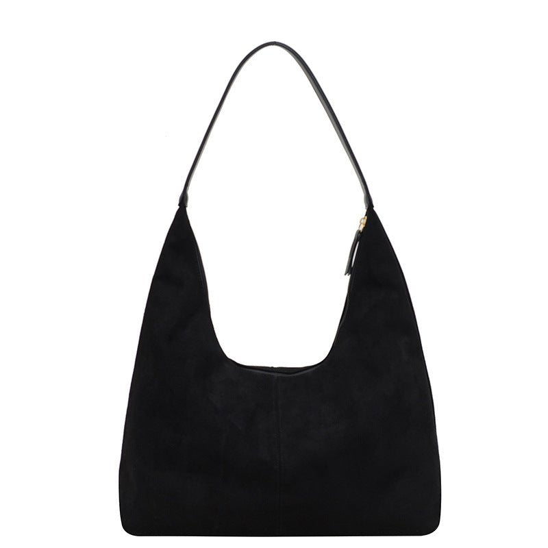 Evie | Minimal Vegan Suede Hobo Bag – Timeless & Chic - in Black | Arvea Bags