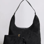 Evie | Minimal Vegan Suede Hobo Bag – Timeless & Chic - in Black | Arvea Bags